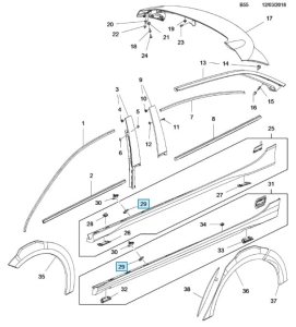 Komplet 10x spinek listwy progowej Insignia B