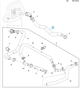 Przewód nagrzewnicy wlot wody 