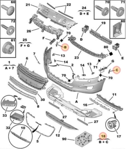 zestaw wsporników zderzaka peugeot 508 (2011-2017)