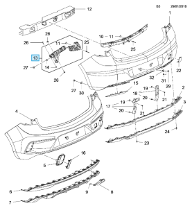 Ślizg zderzaka tylnego Astra K HB