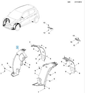 nadkole opel karl prawa przód część przednia