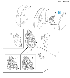 Szkło lusterka kierowcy Mokka X