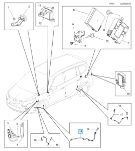 Czujnik ABS przedniej osi Zafira C