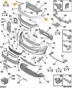 Zestaw wsporników zderzaka przedniego 508