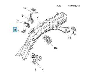 Wspornik przedniej szyny Astra K  prawy