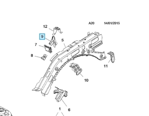 wzmocnienie wspornik przedniej szyny Astra K  prawy 