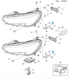 Wspornik prawy przedniego reflektora Insignia B
