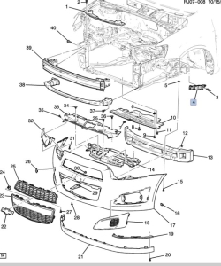wspornik ślizg prawy zderzaka przód chevrolet aveo t300