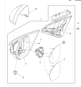 Szkło lusterka kierowcy Insignia B