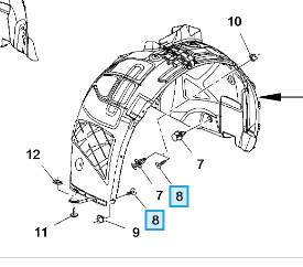 Śruba nadkola przedniego Insignia A