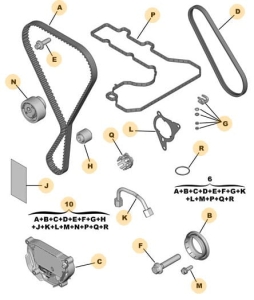 zestaw rozrządu kpl. silnik 1,2 na mokrym pasku