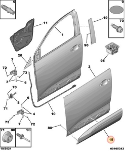 Listwa drzwi prawych przednich 3008(P84E)