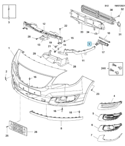 Ślizg zderzaka przedniego Meriva B