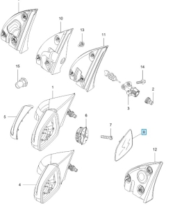 Szkło lusterka drzwi prawe Opel Astra H