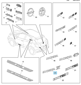 Emblemat klapy tył mokka X
