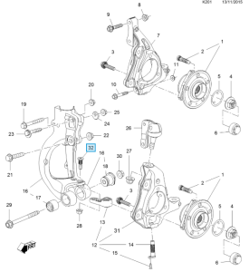 Śruba dolnych widełek zawieszenia Insignia A OPC 